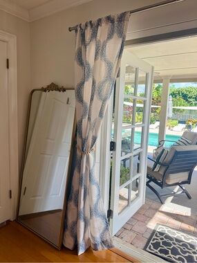 2 Eclipse Draftstopper Summit Geo Window Curtain Panels in blue 40x84 (set)